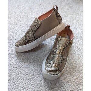 Hey Dude Womens Sneaker Peyton Snake Skin Print Brown / Gold Slip-On 9